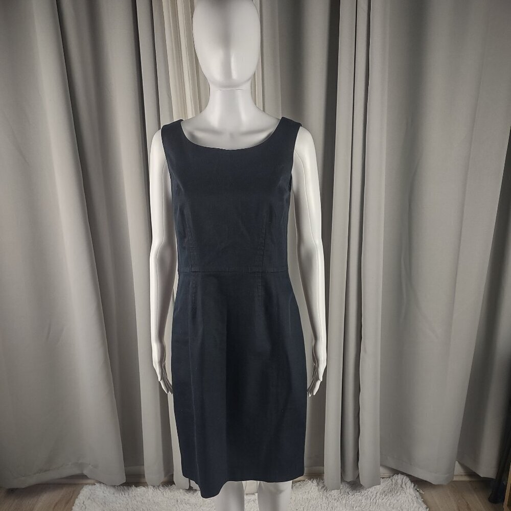 Talbots Women's Cotton Blend Sheath Sleeveless Scoop Neck Black Dress Size 6 - Picture 2 of 11